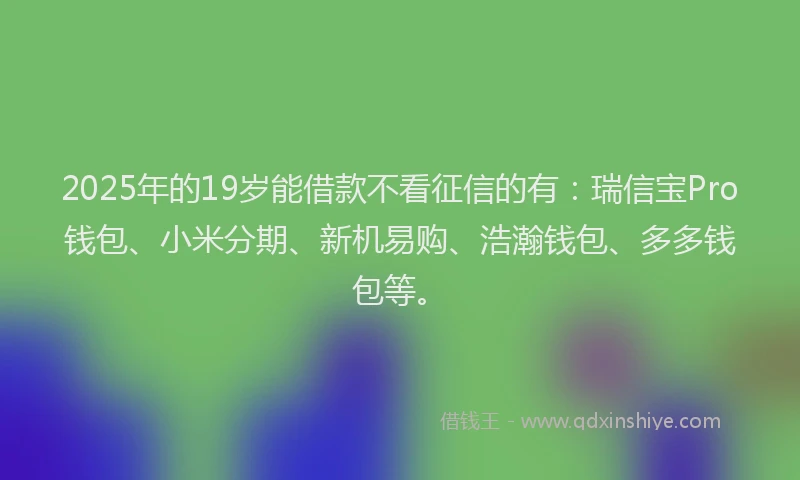 2025年的19岁能借款不看征信的有：瑞信宝Pro钱包、小米分期、新机易购、浩瀚钱包、多多钱包等。