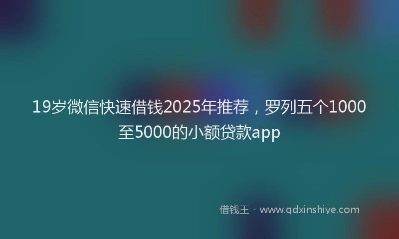 19岁微信快速借钱2025年推荐，罗列五个1000至5000的小额贷款app