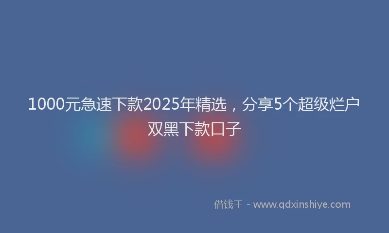 1000元急速下款2025年精选，分享5个超级烂户双黑下款口子