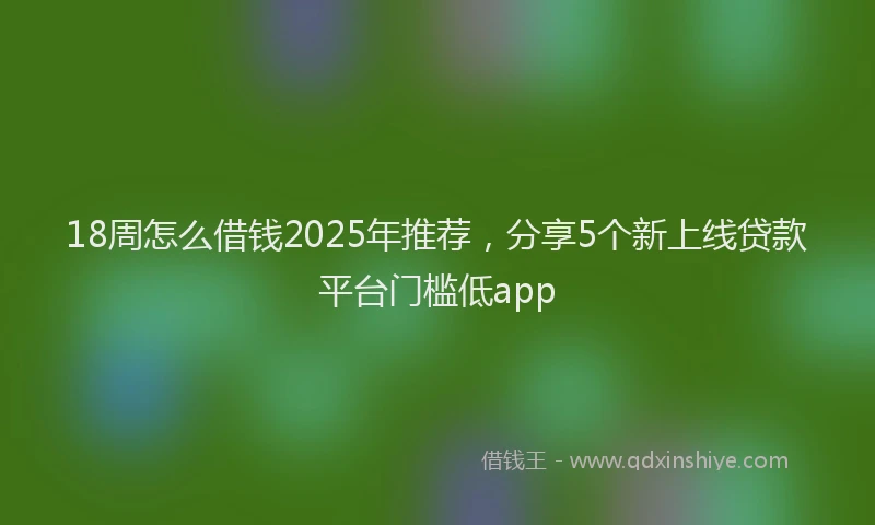 18周怎么借钱2025年推荐，分享5个新上线贷款平台门槛低app