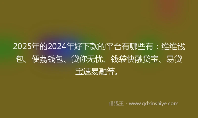 2025年的2024年好下款的平台有哪些有：维维钱包、便荔钱包、贷你无忧、钱袋快融贷宝、易贷宝速易融等。
