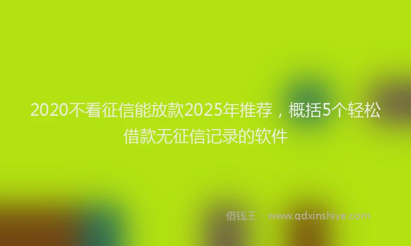 2020不看征信能放款2025年推荐，概括5个轻松借款无征信记录的软件