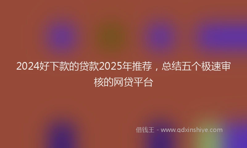 2024好下款的贷款2025年推荐，总结五个极速审核的网贷平台
