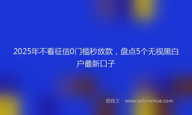 2025年不看征信0门槛秒放款，盘点5个无视黑白户最新口子