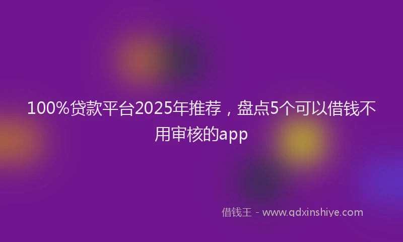100%贷款平台2025年推荐，盘点5个可以借钱不用审核的app
