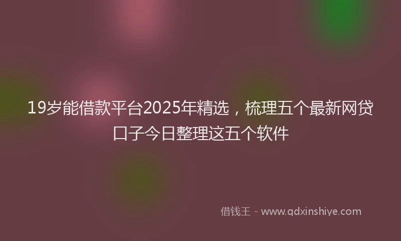 19岁能借款平台2025年精选，梳理五个最新网贷口子今日整理这五个软件