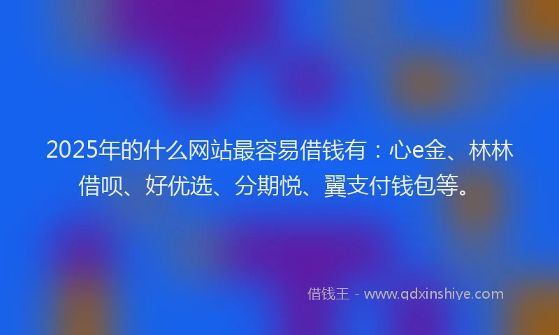 2025年的什么网站最容易借钱有：心e金、林林借呗、好优选、分期悦、翼支付钱包等。