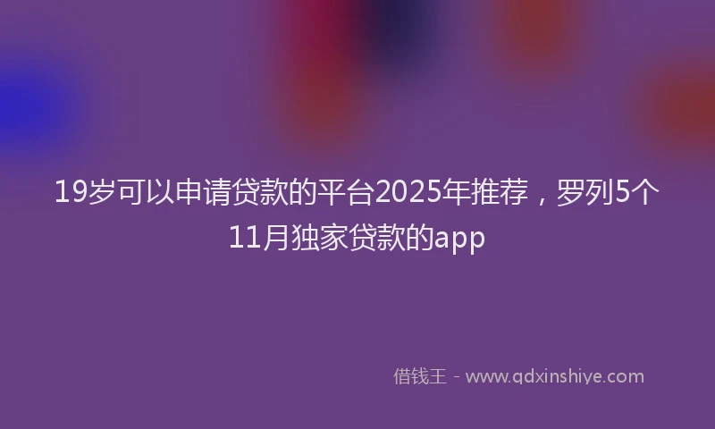 19岁可以申请贷款的平台2025年推荐，罗列5个11月独家贷款的app