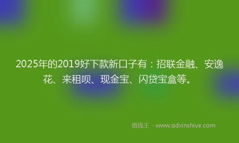 2025年的2019好下款新口子有：招联金融、安逸花、来租呗、现金宝、闪贷宝盒等。
