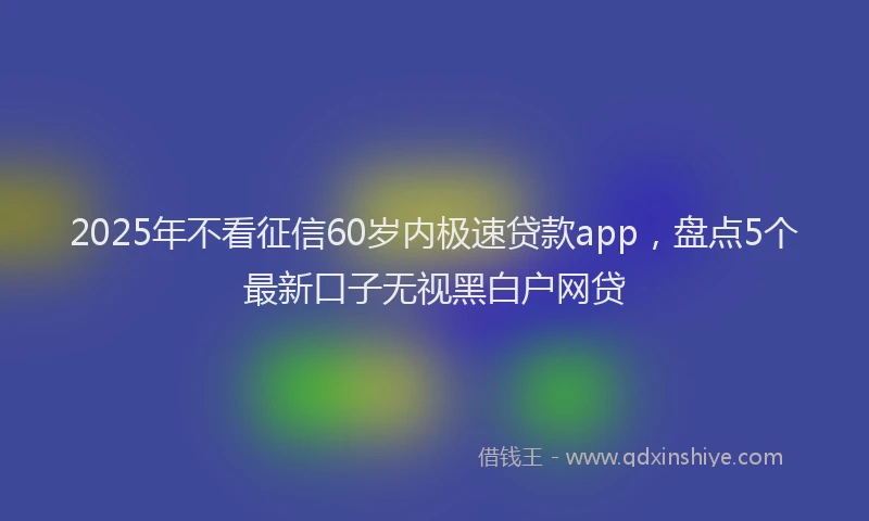 2025年不看征信60岁内极速贷款app，盘点5个最新口子无视黑白户网贷