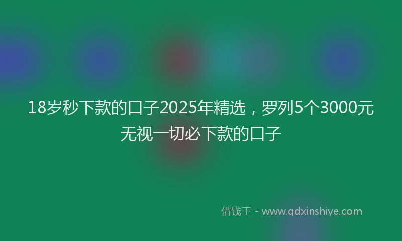 18岁秒下款的口子2025年精选，罗列5个3000元无视一切必下款的口子