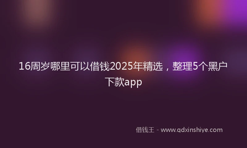 16周岁哪里可以借钱2025年精选，整理5个黑户下款app