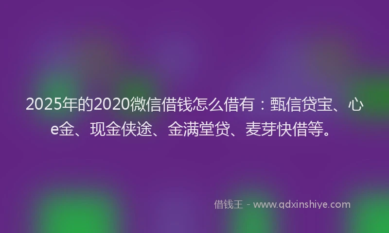 2025年的2020微信借钱怎么借有：甄信贷宝、心e金、现金侠途、金满堂贷、麦芽快借等。