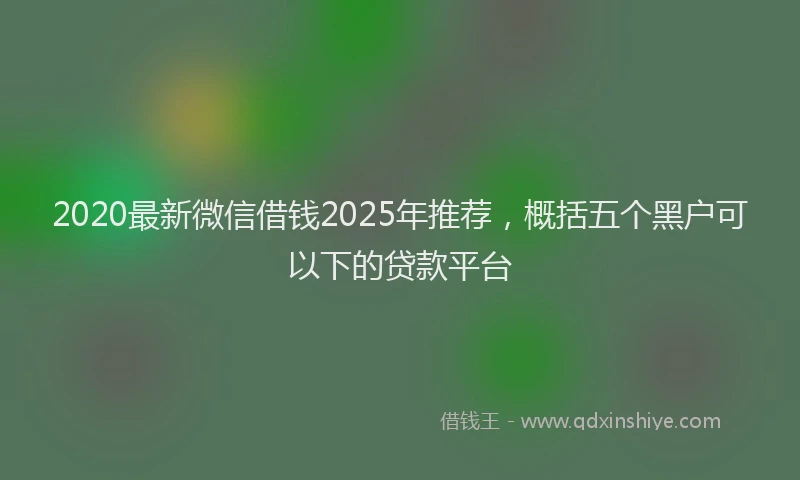 2020最新微信借钱2025年推荐，概括五个黑户可以下的贷款平台