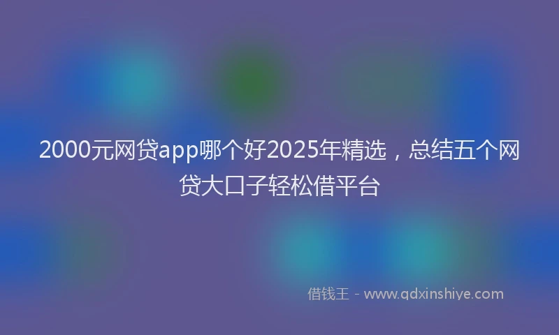 2000元网贷app哪个好2025年精选，总结五个网贷大口子轻松借平台