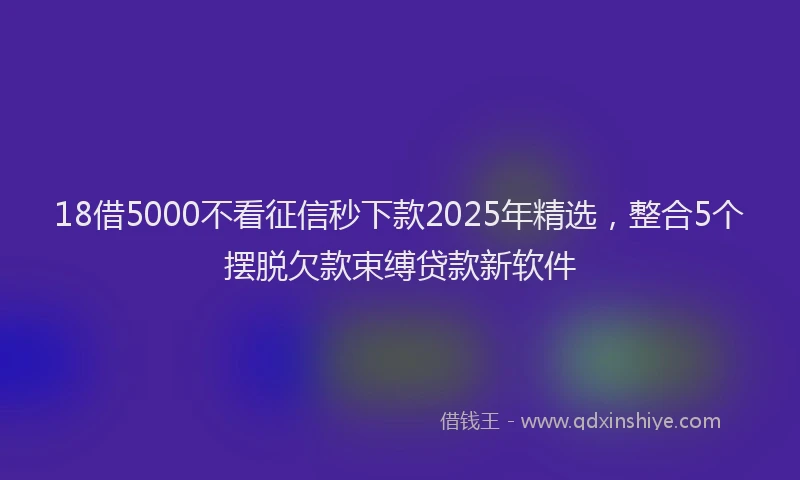 18借5000不看征信秒下款2025年精选，整合5个摆脱欠款束缚贷款新软件