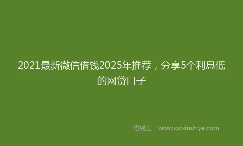 2021最新微信借钱2025年推荐，分享5个利息低的网贷口子