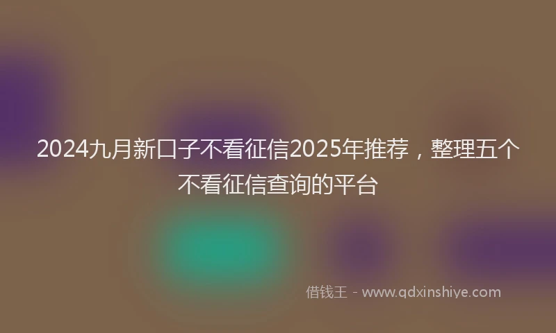 2024九月新口子不看征信2025年推荐，整理五个不看征信查询的平台