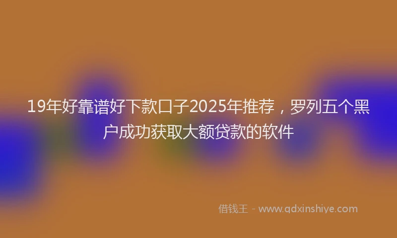 19年好靠谱好下款口子2025年推荐，罗列五个黑户成功获取大额贷款的软件