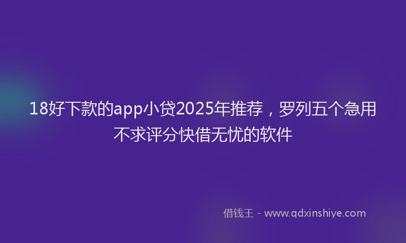 18好下款的app小贷2025年推荐，罗列五个急用不求评分快借无忧的软件