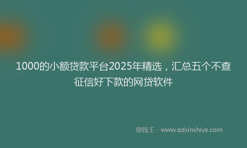 1000的小额贷款平台2025年精选，汇总五个不查征信好下款的网贷软件