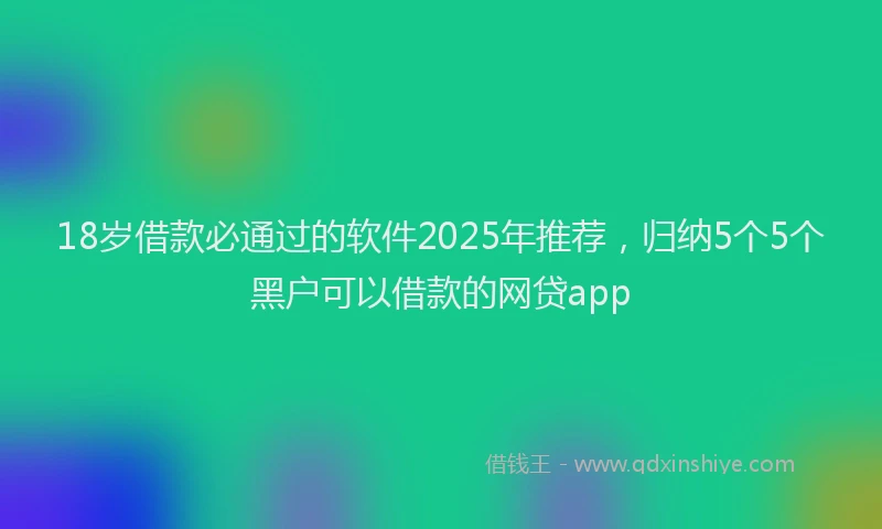 18岁借款必通过的软件2025年推荐，归纳5个5个黑户可以借款的网贷app