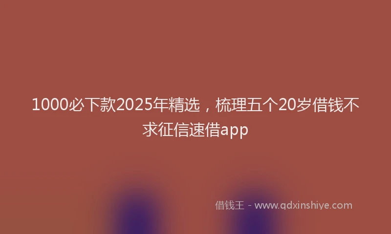 1000必下款2025年精选，梳理五个20岁借钱不求征信速借app