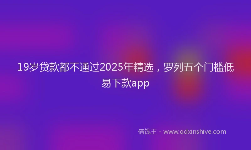 19岁贷款都不通过2025年精选，罗列五个门槛低易下款app