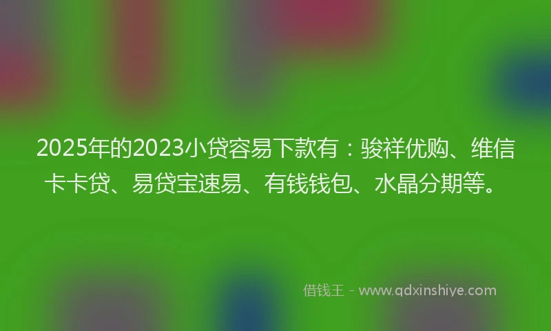 2025年的2023小贷容易下款有：骏祥优购、维信卡卡贷、易贷宝速易、有钱钱包、水晶分期等。