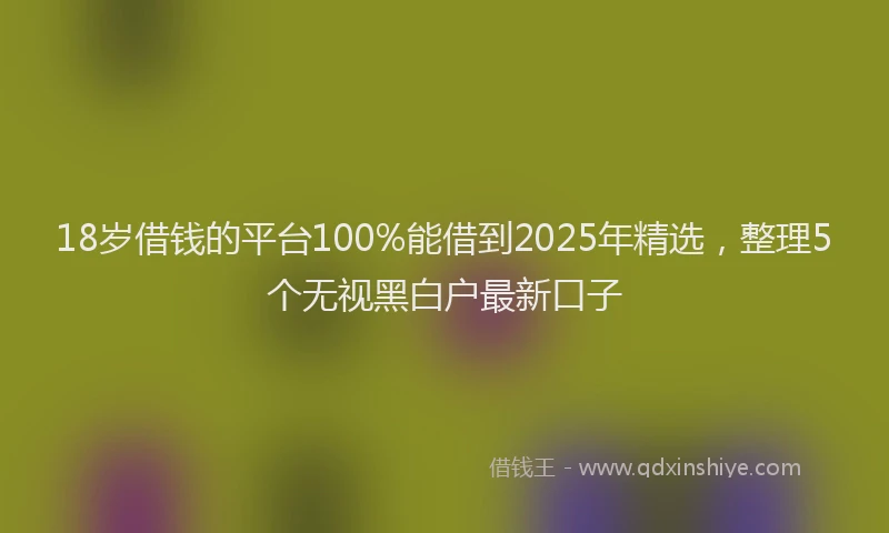 18岁借钱的平台100%能借到2025年精选，整理5个无视黑白户最新口子