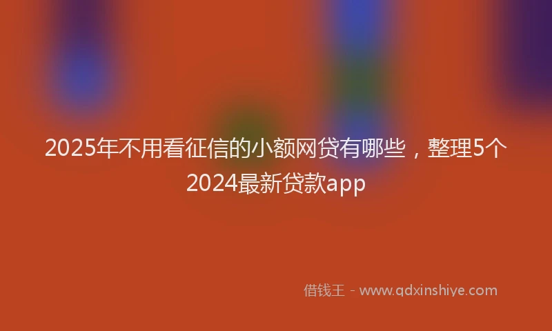 2025年不用看征信的小额网贷有哪些，整理5个2024最新贷款app
