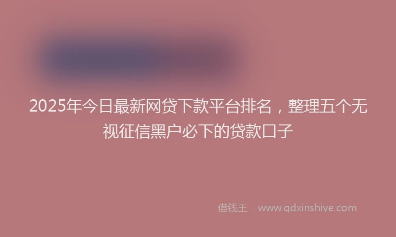 2025年今日最新网贷下款平台排名，整理五个无视征信黑户必下的贷款口子