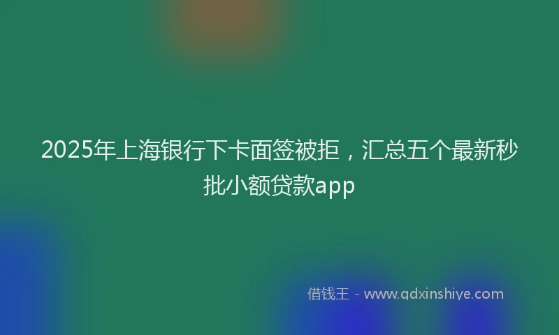 2025年上海银行下卡面签被拒，汇总五个最新秒批小额贷款app