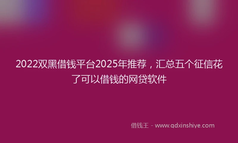 2022双黑借钱平台2025年推荐，汇总五个征信花了可以借钱的网贷软件