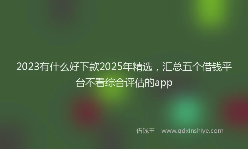 2023有什么好下款2025年精选，汇总五个借钱平台不看综合评估的app