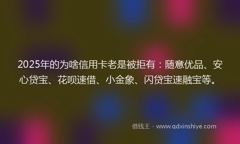 2025年的为啥信用卡老是被拒有：随意优品、安心贷宝、花呗速借、小金象、闪贷宝速融宝等。