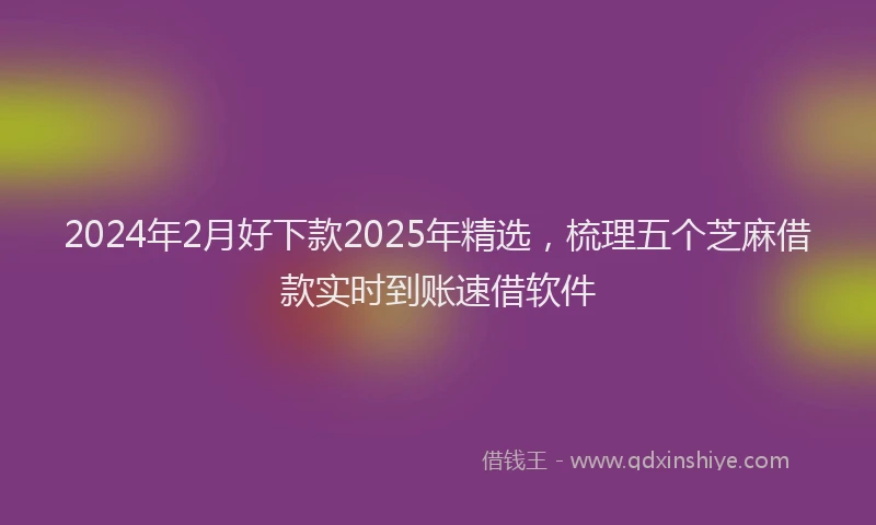 2024年2月好下款2025年精选，梳理五个芝麻借款实时到账速借软件