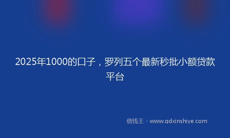2025年1000的口子，罗列五个最新秒批小额贷款平台