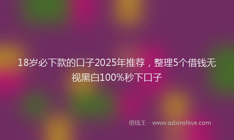 18岁必下款的口子2025年推荐，整理5个借钱无视黑白100%秒下口子