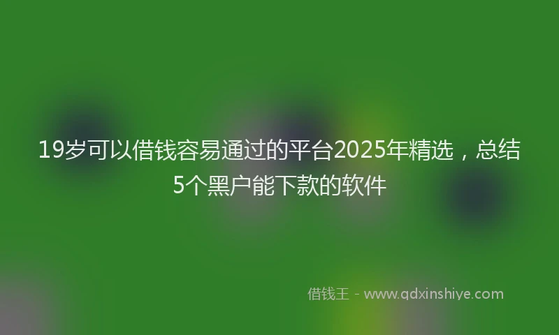 19岁可以借钱容易通过的平台2025年精选，总结5个黑户能下款的软件