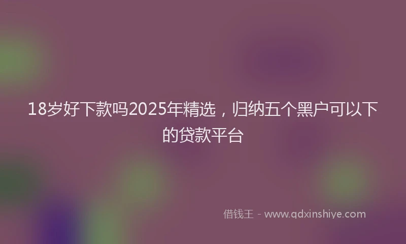 18岁好下款吗2025年精选，归纳五个黑户可以下的贷款平台