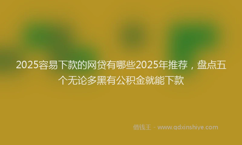 2025容易下款的网贷有哪些2025年推荐，盘点五个无论多黑有公积金就能下款