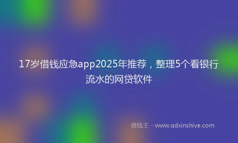 17岁借钱应急app2025年推荐，整理5个看银行流水的网贷软件