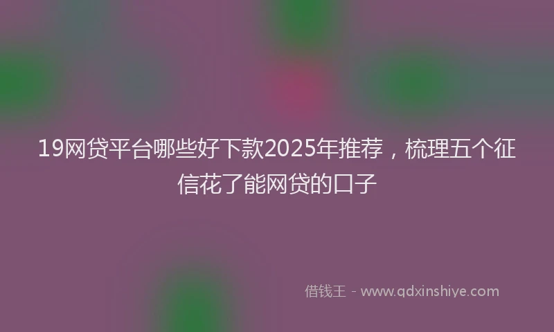 19网贷平台哪些好下款2025年推荐，梳理五个征信花了能网贷的口子