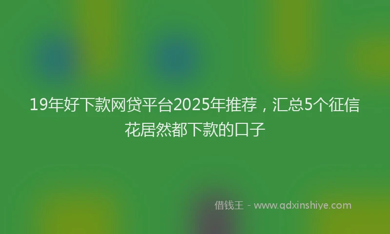 19年好下款网贷平台2025年推荐，汇总5个征信花居然都下款的口子