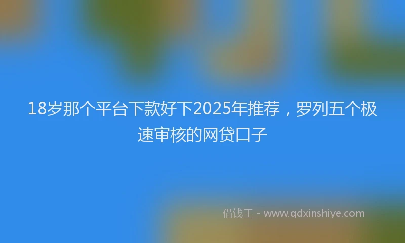 18岁那个平台下款好下2025年推荐，罗列五个极速审核的网贷口子