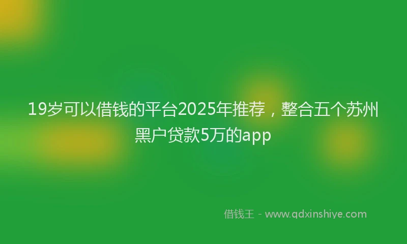 19岁可以借钱的平台2025年推荐，整合五个苏州黑户贷款5万的app