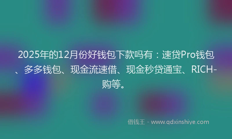 2025年的12月份好钱包下款吗有：速贷Pro钱包、多多钱包、现金流速借、现金秒贷通宝、RICH-购等。