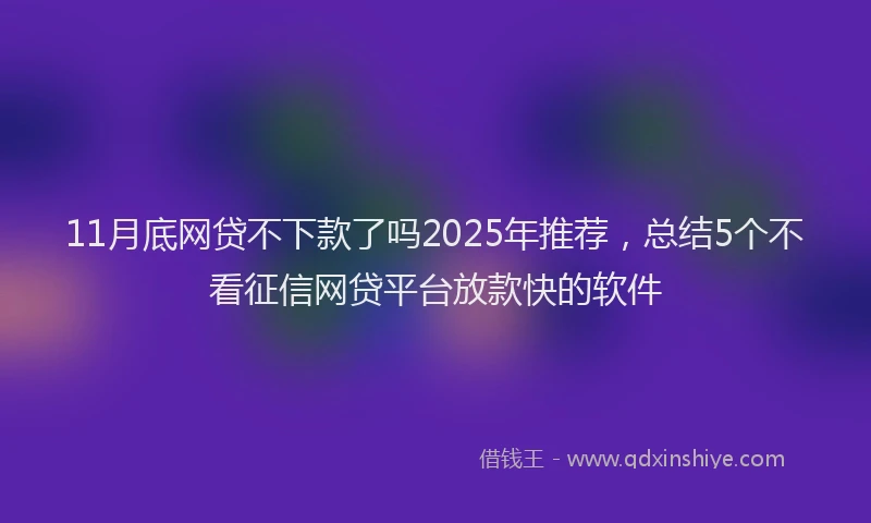 11月底网贷不下款了吗2025年推荐，总结5个不看征信网贷平台放款快的软件