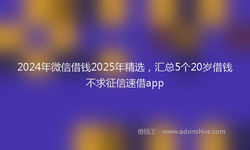 2024年微信借钱2025年精选，汇总5个20岁借钱不求征信速借app